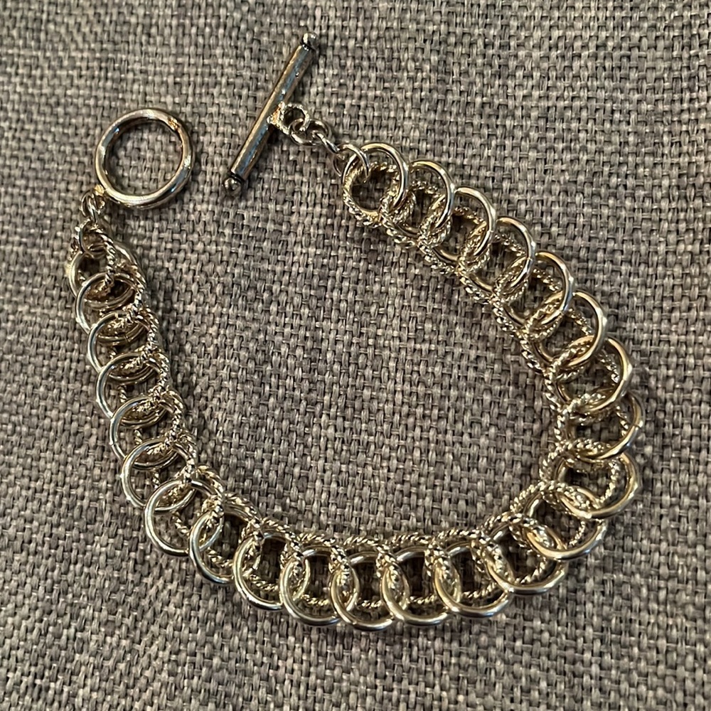 Chainmaille Rope & Smooth Texture Rings Bracelet Double Link Charm Bracelet - Picture 13 of 16